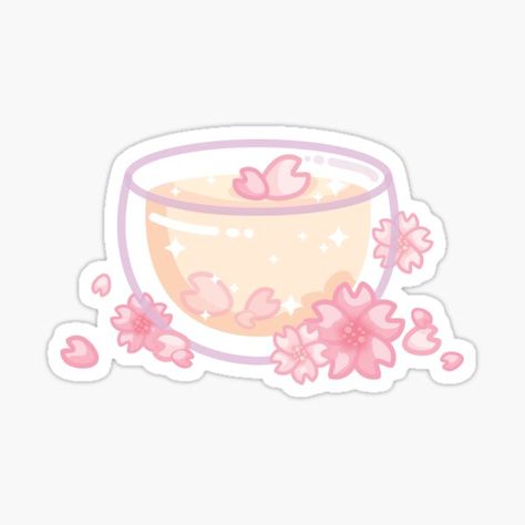 A beautiful cherry blossom tea with sakura flowers and petals all around. • Millions of unique designs by independent artists. Find your thing. Overlay Watermark, Kawaii Cherry Blossom, Sakura Stickers, Cherry Blossom Sticker, Cherry Blossom Tea, Tea Stickers, Pastel Stickers, Watermark Ideas, Ipad Aesthetic