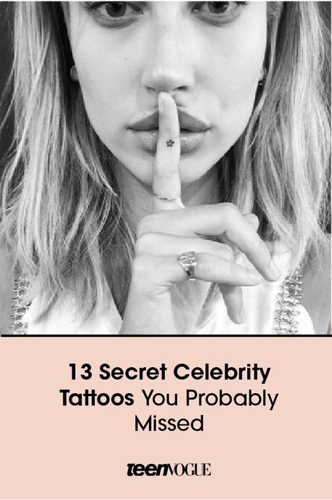 Small Celebrity Tattoos, Secretive Tattoos, Hayley Bieber Tattoo, Famous People Tattoos, Celeb Tattoos Women, Female Celebrity Tattoos, Secret Tattoos For Women, Celeb Tattoos, Celebrity Tattoos Women