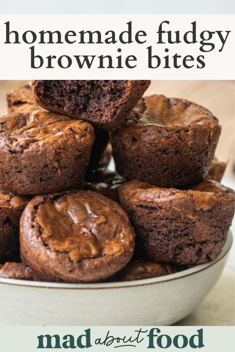 Easy Brownie Bites, Homemade Little Bites Muffins, Homemade Brownie Bites, Bite Size Brownies, Two Bite Brownie Recipe, Brownies Bites, Homemade Brownies From Scratch, Brownie Cupcakes Recipes, Homemade Desserts From Scratch