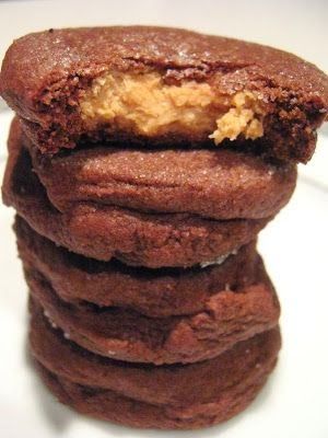 Chocolate Peanut Butter Surprise Cookies - Boy Meets Bowl Peanut Butter Surprise, Surprise Cookies, Surprise Cookie, Chocolate Peanut Butter Cookies, Desserts Vegan, C Is For Cookie, Think Food, Crumpets, Yummy Sweets