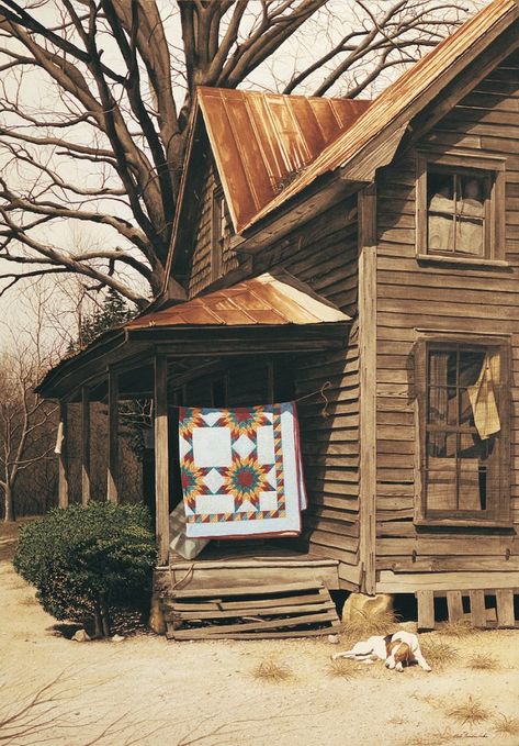 Bob Timberlake Art, Southern Winter, Bob Timberlake, Primitive House, Patio Grande, Misty Eyes, Primitive Homes, Primitive Home, House Wall