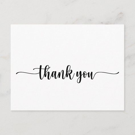 Minimalist Calligraphy Thank You Postcard Size: ' ' Postcard. Color: black. Gender: unisex. Age Group: adult. Material: Matte. Thank You Font Design, Thank You Brush Lettering, Thank You In Calligraphy, Thank You Font Calligraphy, Thank You Cards Calligraphy, Thank You Script, Thank You Writing Fonts, Thank You Lettering, Simple Thank You Card