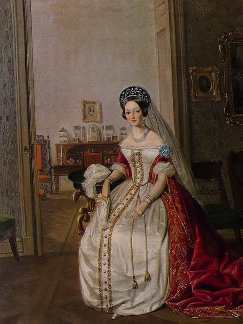 The glamorous uniform - Ladies-in-waiting and Russian court dress, circa 1830s-40s Russian Court Dress, Gaun Abad Pertengahan, Alexandra Feodorovna, Court Dresses, Russian Culture, Lady In Waiting, Historical Painting, Short Fiction, Imperial Russia