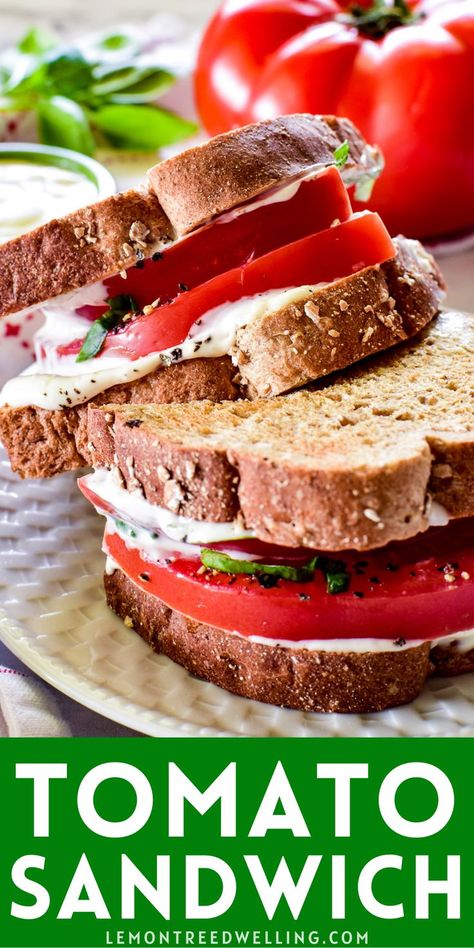 Sandwich Recipes Healthy, Tomato Sandwich Recipes, Tomato Sandwiches, Beefsteak Tomato, Miracle Whip, Tomato Sandwich, Types Of Bread, Whole Grain Bread, Sandwich Bread