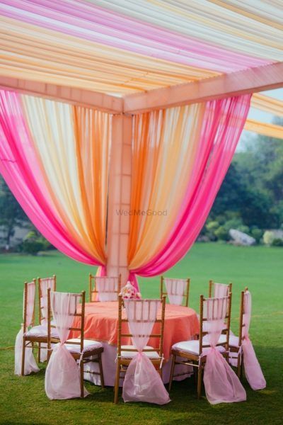 The Most Beautiful Anand Karaj Wedding Colour Combinations! Pool Wedding Decorations, Wedding Tent Decorations, Indian Wedding Ideas, Themed Wedding Decorations, Wedding Color Combinations, Destination Wedding Decor, Wedding Entrance Decor, Marriage Decoration, Desi Wedding Decor