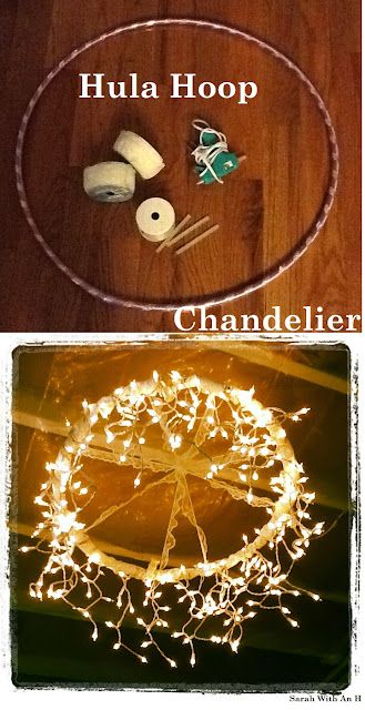 Hula Hoop Chandelier, Hoop Chandelier, Koti Diy, Diy String Lights, Diy Outdoor Lighting, Navidad Diy, Hula Hoop, Diy Lamp, Dollar Store Crafts