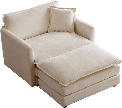 Amazon.com: Eafurn Comfy Chenille Upholstered Accent Chair with Movable Ottoman,Oversized Single Sofa Couch Deep Seat Lounge Armchair for Living Room Bedroom Office Apartment, Coffee 57.4" : Home & Kitchen Oversized Chair With Ottoman, Chair With Ottoman, Oversized Chair, Warm Beige, Ottoman Set, Sofa Chair, Bedroom Apartment, Living Room Bedroom, Room Bedroom