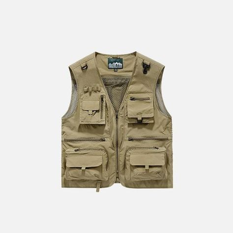 The quality is not what I expected Grunge 2000s Fashion, Streetwear Asian, Underground Clothing, Khaki Vest, Safari Outfits, 90s Y2k Fashion, Asian Streetwear, Fashion Vest, Cargo Vest