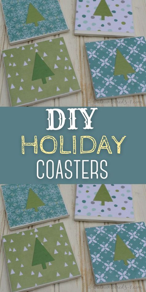 Diy Christmas Coasters Tile, Christmas Diy Coasters, Holiday Coasters Diy, Coaster Crafts For Kids, Painting Coasters Ideas, Christmas Coasters Diy, Tile Coasters Diy, Diy Christmas Coasters, Wood Coasters Diy