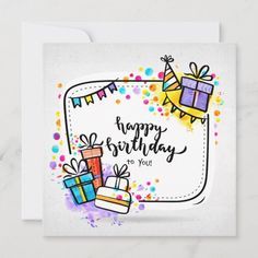 Happy Birthday To You Card | Zazzle.com Teacher Birthday Card, Happy Birthday Doodles, Happy Birthday Drawings, Birthday Doodle, Happy Birthday Cards Handmade, Happy Birthday Cards Diy, Creative Birthday Cards, Birthday Card Drawing, Simple Birthday Cards