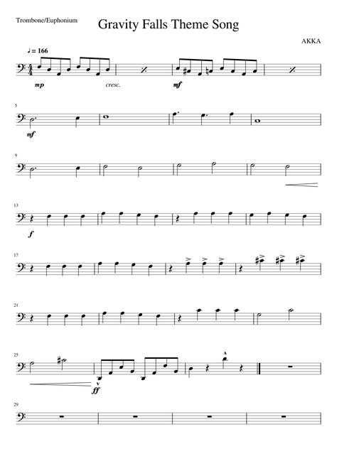 Trombone Sheet Music Easy, Trombone Tips, Trombone Music Sheets, Trombone Sheet Music Bass Clef, Cello Music Sheet, Trombone Wallpaper, Cello Songs, Gravity Falls Theme Song, Bassoon Music