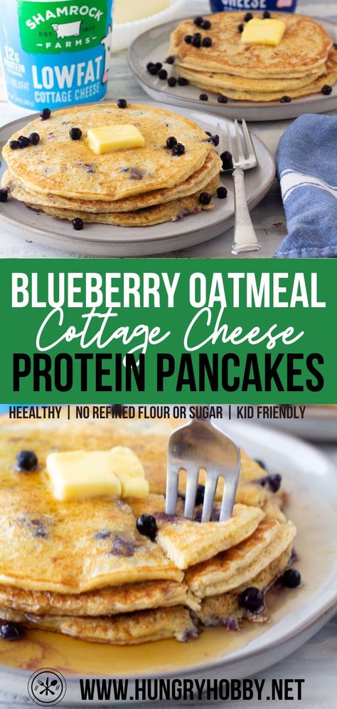 Oatmeal Cottage Cheese, Oatmeal Cottage Cheese Pancakes, Cottage Cheese Protein Pancakes, Cottage Cheese Protein, Cottage Cheese Recipes Healthy, Cottage Cheese Pancakes, Cottage Cheese Recipes, Blueberry Oatmeal, High Protein Breakfast