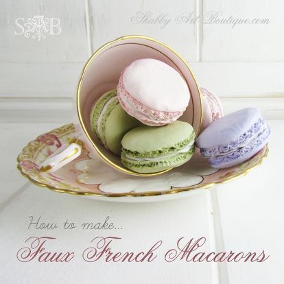 The world is in love with French Macarons.   This confectionery is characterized by its smooth, domed top, ruffled circumference (referred to as the "foot"), and flat base. It is mildly moist and easily melts in the mouth. . .   Unless of course it is a ‘faux’ French Macaron.  Now you can impress your friends and decorate your kitchen with these gorgeous French delicacies. Make them in different sizes and in any colour combination.   Made from air dry clay and a few everyday items you… How To Make Faux Cookies, Diy Fake Macaroons, Fake Macarons Diy, Faux Cookies Diy, Faux Cakes For Display, Faux Macarons, Fake Macarons, Faux Cookies, Faux Desserts