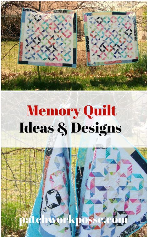 14 Best Memory Quilt Ideas to Make and Cherish 5 Memory Quilt Ideas Layout, Memory Quilt Patterns Free, Memorial Quilts From Clothes, Memory Quilt Patterns, Memory Quilts From Clothes, Memory Quilt Ideas, Grandmother Quilt, Baby Clothes Quilt, Photo Quilts