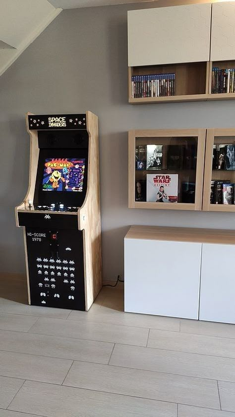 Arcade Ideas, Arcade Diy, Diy Arcade Cabinet, Diy Arcade, Arcade Console, Geek Room, Arcade Bar, Arcade Joystick, Retro Games Room