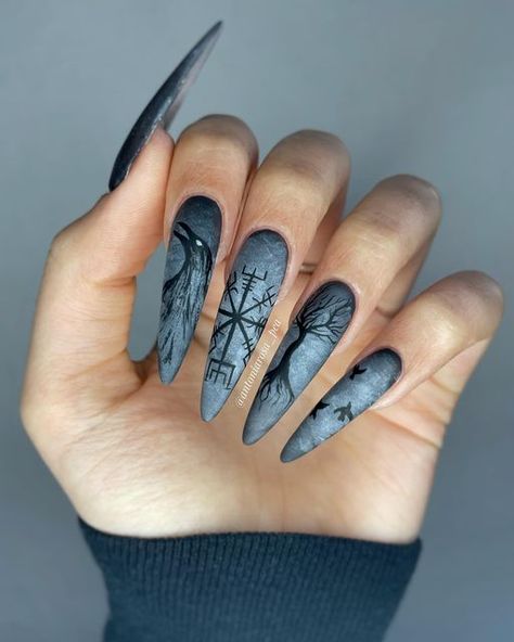 Nails Goth, Nails Kids, Nails Inspiration Spring, Holloween Nails, Witch Nails, Witchy Nails, Wedding Nails Glitter, Halloween Acrylic Nails, Punk Nails