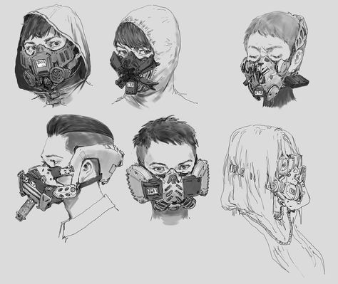 Mask Drawing Reference, Gas Mask Drawing, Futuristic Mask, Gas Mask Art, Mask Drawing, Gas Masks, Art Study, Futuristic Art, Masks Art