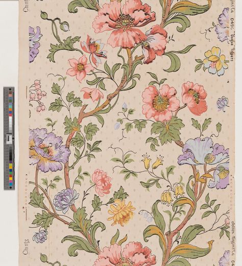 Wallpaper | Allen-Higgins Wallpaper Co. (Manufacturer) | 2001.281.1170 -- Historic New England Architecture Events, Chintz Pattern, Historic New England, Textile Prints Design, Indian Prints, Tapestry Fabric, Decorating Small Spaces, Pattern Background, Bold Design