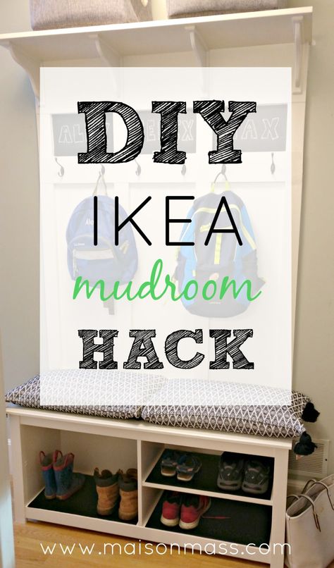 See how we did an IKEA mudroom hack for about $100 all in one weekend to create a drop-zone for back to school! Diy Ikea Mudroom, Ikea Mudroom Hack, Mudroom Hack, Lumber Projects, Ikea Mudroom, Garage Mudroom, Hack Ikea, Dreamy Decor, Diy Hack