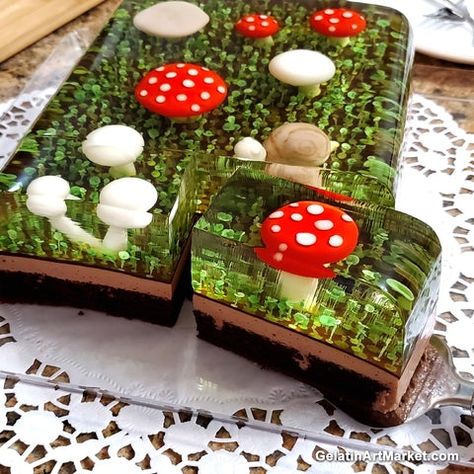 How To Make Gelatin, Mushroom Cake, Gelatin Art, 3d Jelly Cake, Jelly Desserts, Gelatin Dessert, Jelly Cake, Spring Desserts, British Baking