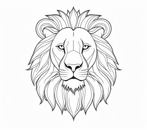 Lion Line Art, Animal Line Drawings, Lion Drawing, Simple Line Drawings, Black And White Landscape, Face Sketch, Lion Face, Black Line, Lion Tattoo