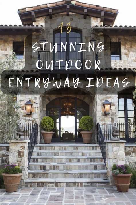 Transform your front entrance with these 13 creative outdoor entryway ideas. Click to explore ways to make your home inviting and stylish. 🌿🏡 #HomeDecor #OutdoorLiving #EntrywayDesign #CurbAppeal #GardenIdeas Front Door Exterior Entrance Ideas, Outdoor Entrance Ideas, Front House Design Entrance, Rustic Front Doors, Front Entryway Ideas Exterior, Outdoor Entryway Ideas, Landscaping Entryway, Exterior Entryway Ideas, Outdoor Entryway Decor