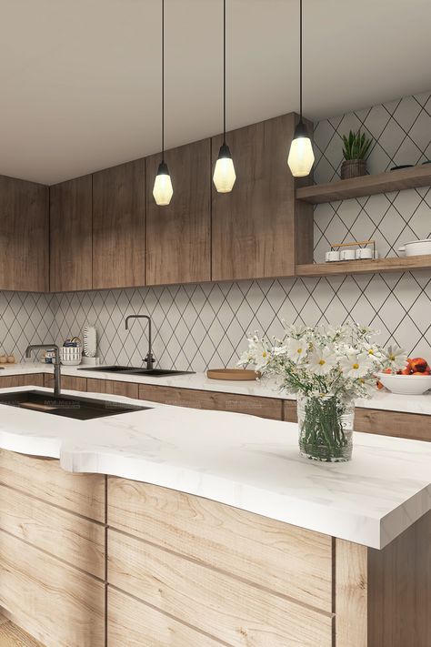 Rhombus Tile, Kitchen Splashback Tiles, Backsplash Wall, Tiles Mosaic, Splashback Tiles, Tile Trends, Kitchen Splashback, Tile Inspiration, Backsplash Tile