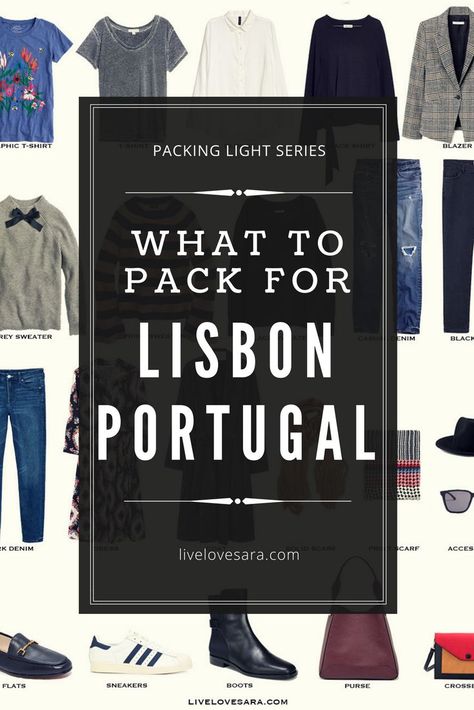 Lisbon Packing List, Portugal In April, Portugal Packing List, Lisbon Falls, Lisbon Fashion, Europe Packing, Lisbon Portugal Travel, Winter Packing List, Europe Packing List