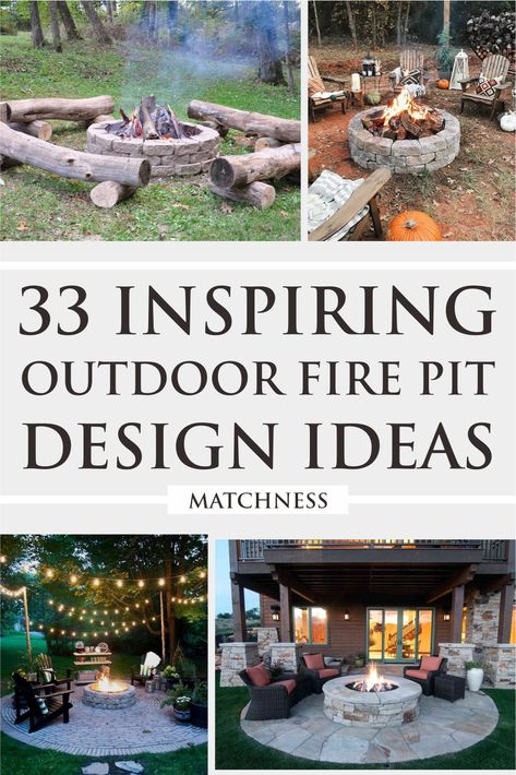 33 Inspiring Outdoor Fire Pit Design Ideas - Matchness.com Garden Ideas Fire Pit, Backyard Fire Pit Design, Fire Pit With Patio, Backyard With Fire Pit Design, Cool Outdoor Firepits, Around The Fire Pit Ideas, Backyard Fire Pits Ideas, Back Patio Fire Pit Ideas, Outdoor Fire Pit Decorating Ideas