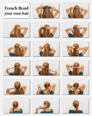 French Braid Your Own Hair, Braid Your Own Hair, How To French Braid, Braiding Your Own Hair, Braided Bun Hairstyles, French Braid Hairstyles, A Ponytail, Hair Tutorials Easy, Braided Hairstyles Tutorials