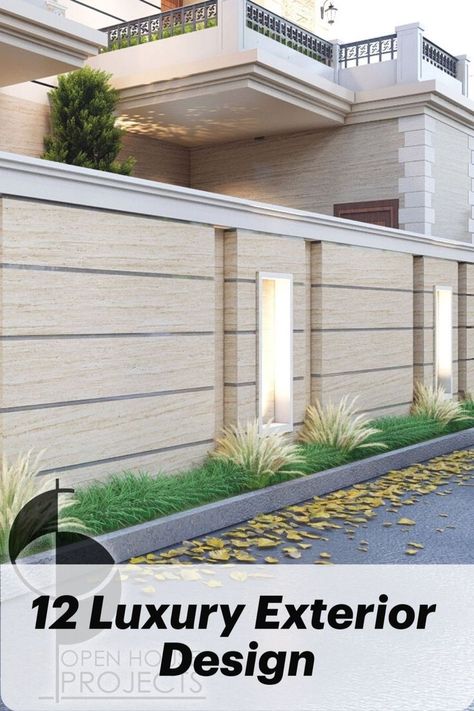 Outer Boundary Wall Design House, House Boundary Wall Design Modern, Boundary Wall Design Exterior, Compound Wall Designs, Compound Wall Gate Design, Compound Design, Boundary Wall Design, Boundry Wall, Luxury Exterior Design