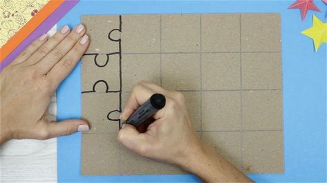 9 Ways to Make a Puzzle - wikiHow Make A Puzzle, Memory Verse Games, Wooden Shape Puzzle, Styrofoam Art, Puzzle Maker, Big Puzzles, Puzzle Pattern, Cardboard Puzzle, Make Your Own Puzzle