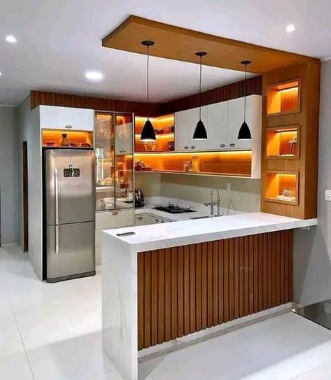 Breakfast Counter Ideas, Kitchen Wallpaper Design, Kitchen Wallpaper Ideas, Kitchen Window Design, Bar Counter Design, Kitchen Bar Design, Kitchen Layout Plans, Kitchen Interior Design Decor, Balcony Ideas Apartment