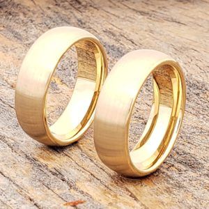 Gold Tungsten Ring - Forever Metals Brushed Gold Wedding Band, Brushed Gold Ring, Tungsten Engagement Rings, Wedding Band Gold, Rose Gold Ring Set, Mens Gold Wedding Band, Tungsten Rings, Tungsten Mens Rings, Tungsten Wedding Rings