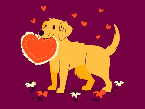 Valentine's Day Illustration, Valentines Illustration, Valentines Day Dog, 강아지 그림, Dog Valentines, Love Illustration, Dog Illustration, Dog Images, Dog Drawing