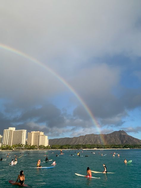 Swimming, The Ocean, Water, Honolulu, The Sky, Hawaii, Rainbow