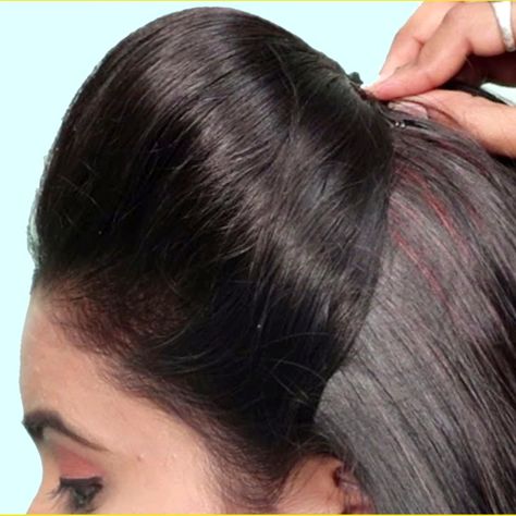 Front Hair Puff Style, Hair Puff Styles Indian, Puff Hairstyles Indian Wedding, Front Puff Hairstyles Indian, Puff Bun Hairstyle, Puff Hairstyles Indian, Puff Hair Styles, Front Hairstyles Wedding Indian, 80s Hair Tutorial