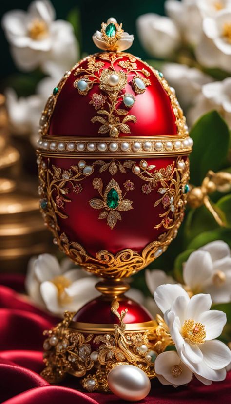 luxuory fabergé egg - AI creation Egg Artwork, Eggs Art, Russian Eggs, Egg Artistry, No Egg Desserts, Decorative Eggs, Faberge Egg, Wire Jewelery, Fantasy Figures