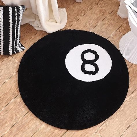 Amazon.com: 8 Ball Rug - 39 Inch White & Black Trendy rug - Cool Rugs and Aesthetic Rugs for Bedroom & Living Room -Non-Slip Flocking Floor Area Rug for Living Room Decor, Alt Room Decor Soft Doormat for Bedroom : Home & Kitchen Room Decor Alt, 8 Ball Rug, Alt Room Decor, Alt Room, Aesthetic Rugs, Trendy Rug, Area Rug For Living Room, Rugs For Bedroom, Floor Area Rugs