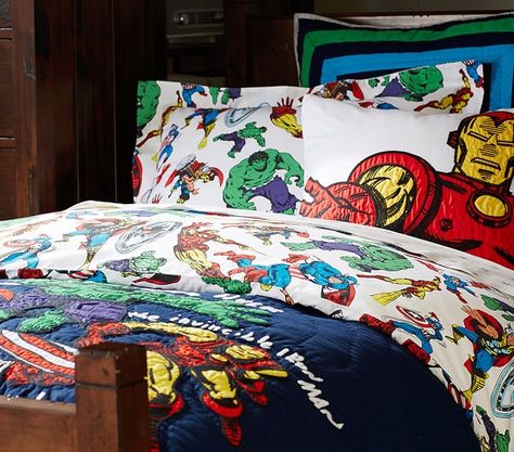 Marvel™ Duvet Cover Marvel Toddler Room, Spiderman Kids Room, Marvel Quilt, Captain America And Thor, Marvel Bedding, Marvel Bedroom, Avengers Room, Boy Bedrooms, Matching Bedding And Curtains