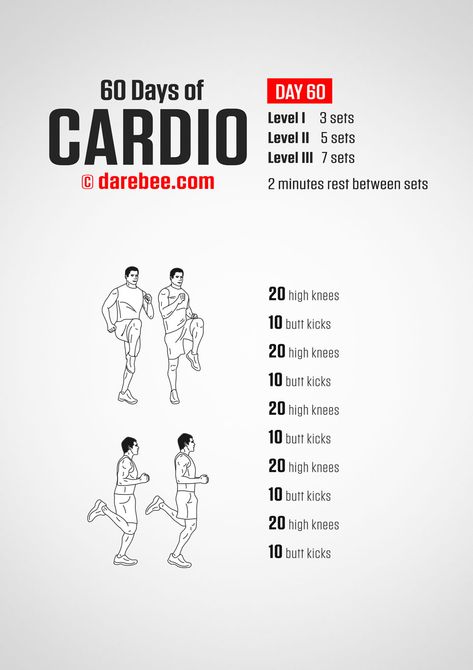 Day 60 - Page 61 Cardio Day, Fitness Challenges, Motivation Exercise, Fitness Community, Exercise Tips, High Knees, Workout Guide, Training Tips, Physical Activities