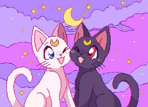 Rei's blog (Posts tagged sailor moon) | Sailor moon wallpaper, Sailor moon art, Sailor moon cat She And Her Cat, Sailor Moon Cat, Powerpuff Girls Characters, Sailor Moon Screencaps, Luna And Artemis, Piskel Art, Sailor Moon Luna, Moon Icon, Minako Aino