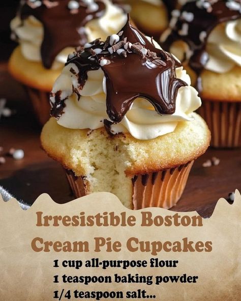 hungry happens | Irresistible Boston Cream Pie Cupcakes 😋🤍🤎 | Facebook Cream Pie Cupcakes, Boston Cream Cupcakes, Boston Cream Pie Cupcakes, Hungry Happens, Pie Cupcakes, Cream Cupcakes, Boston Cream Pie, Boston Cream, Cream Pie