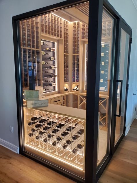 Built In Humidor, Under Stairs Wine Cellar, Wine Storage Wall, Library Ladders, Wine Room Design, Wine Cellar Basement, Custom Entry Doors, Glass Wine Cellar, Paneled Walls