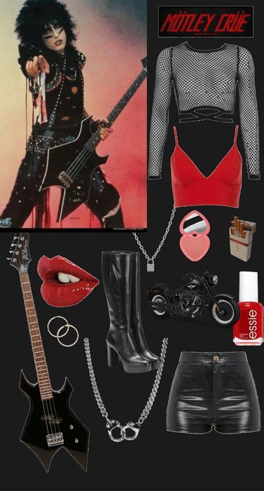 Glam Rock Inspired Outfit, Motley Crue Concert Outfit Ideas, Groupie Halloween Costume, Motley Crue Halloween Costume, 80s Rock Concert Outfit Ideas, 80s Outfits Rock And Roll, Motley Crue Outfit Ideas, Rock Star Girlfriend Aesthetic Outfits, Motley Crue Inspired Outfit