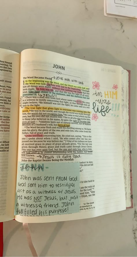 Bible Book Of John, The Book Of John Bible Study Notes, Book Of John Bible Journaling, Book Of John Bible Study, John Bible Study Notes, John Bible Journaling, Bible Study John, Bible Highlighting, Bible John