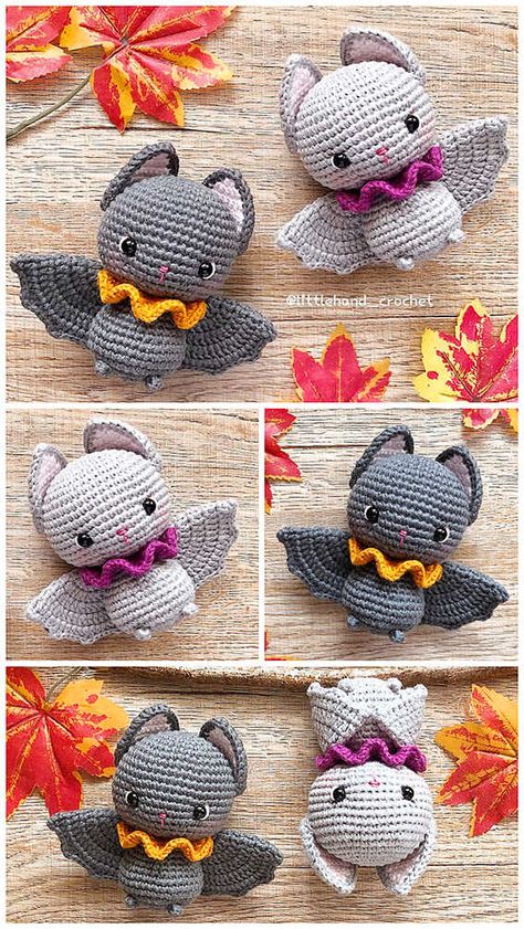 Amigurumi Bat, Crochet Pour Halloween, Crochet Bat, Crochet Cute, Bat Pattern, Halloween Crochet Patterns, Crochet Animals Free Patterns, Cute Bat, Crochet Amigurumi Free Patterns