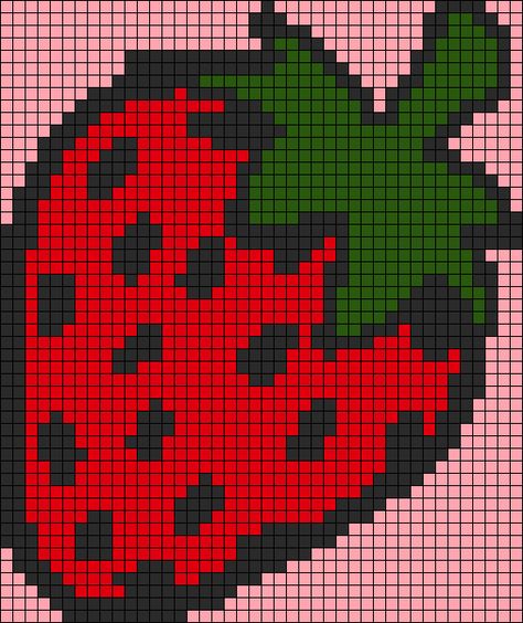 Alpha pattern #154282 | BraceletBook Pixel Grid Crochet Sweater, Strawberry Crochet Graph, Alpha Patterns Strawberry, Strawberry Shortcake Alpha Pattern, Strawberry Alpha Pattern, Crochet Graph Patterns Free Charts, Crochet Tapestry Pattern Free Charts, Crochet Grid Patterns Free, Grid Crochet Patterns