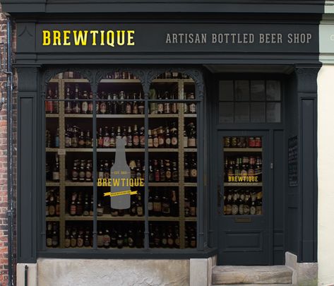 Shop Front Signage Design by ADOmedia Wine Shop Exterior Store Fronts, Bottle Shop Design, Bottle Shop Interior, Wine Shop Interior, Craft Beer Shop, Alcohol Shop, Retail Facade, Liquor Shop, Craft Beer Bar