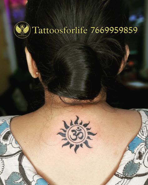 Sun And Om Tattoo Designs, Sun With Om Tattoo Design, Om Tattoo Back, Sun With Om Tattoo, Back Tattoo Sun, Tattoo Back Tattoo, Tattoo Sun, Om Tattoo Design, Tattoo 2024